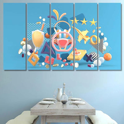 Steering Wheel Surrounded By Game Accessories Galaxy Sky and Space Multi Piece Panel Canvas Home Decor Housewarming Gift Ideas Poster Canvas Gallery Prints