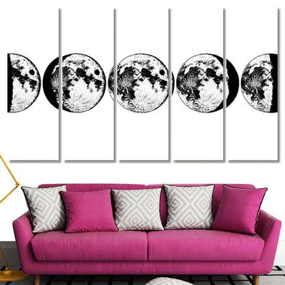 Moon Phases Planets Solar System Astrology Galaxy Sky and Space Multi Piece Panel Canvas Home Decor Housewarming Gift Ideas Poster Canvas Gallery Prints