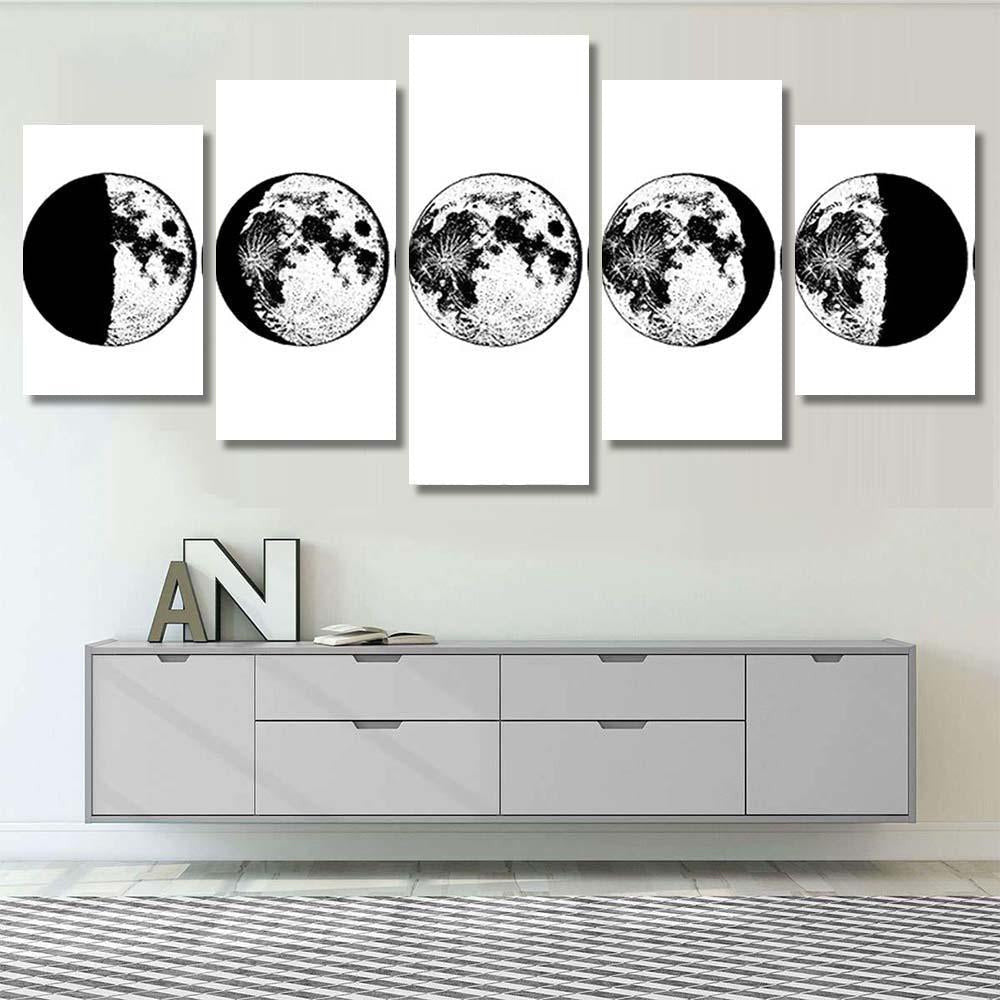 Moon Phases Planets Solar System Astrology Galaxy Sky and Space Multi Piece Panel Canvas Home Decor Housewarming Gift Ideas Poster Canvas Gallery Prints