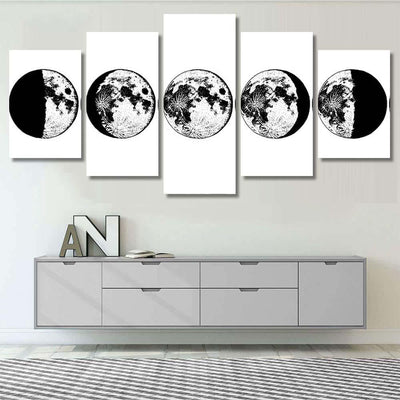 Moon Phases Planets Solar System Astrology Galaxy Sky and Space Multi Piece Panel Canvas Home Decor Housewarming Gift Ideas Poster Canvas Gallery Prints