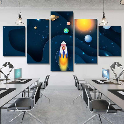 Illustration Abstract Curve Wave Launch Rocket Galaxy Sky and Space Multi Piece Panel Canvas Home Decor Housewarming Gift Ideas Poster Canvas Gallery Prints