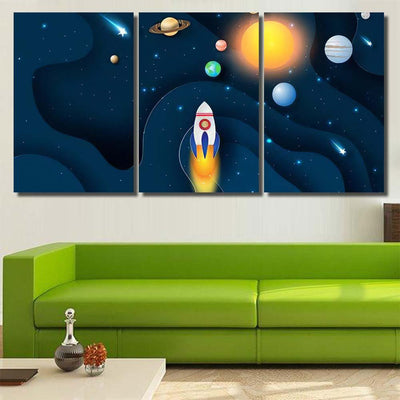 Illustration Abstract Curve Wave Launch Rocket Galaxy Sky and Space Multi Piece Panel Canvas Home Decor Housewarming Gift Ideas Poster Canvas Gallery Prints