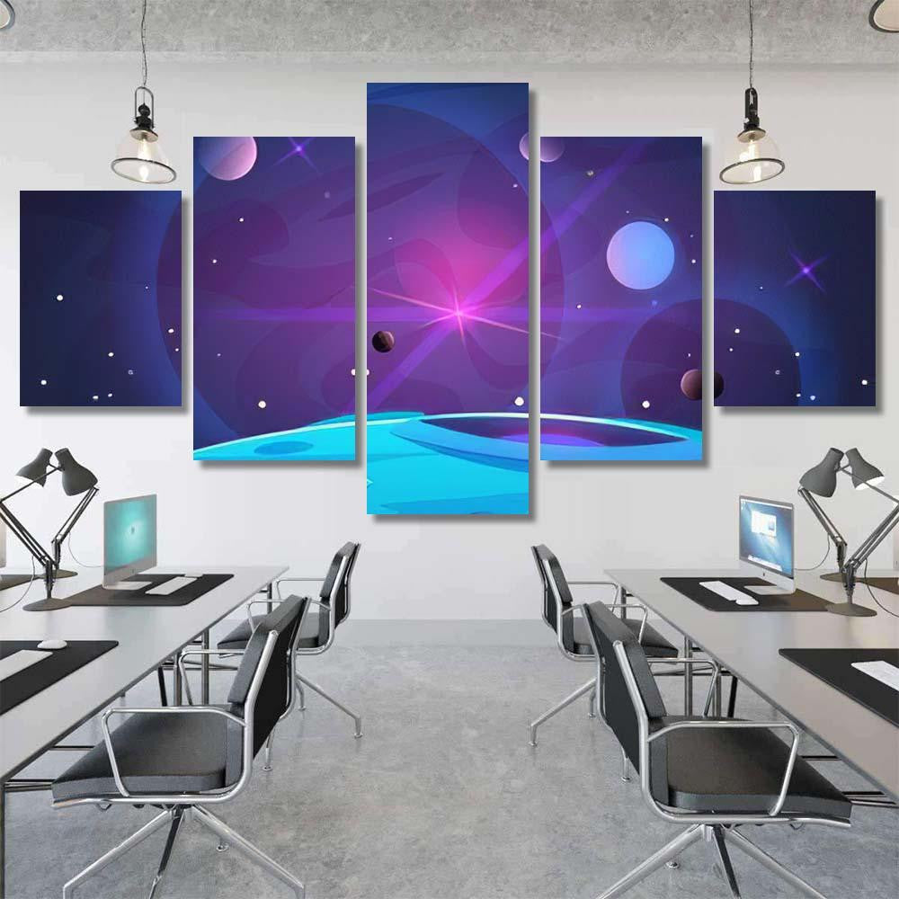 Space Planet Background Planets Surface Craters 1 Galaxy Sky and Space Multi Piece Panel Canvas Home Decor Housewarming Gift Ideas Poster Canvas Gallery Prints