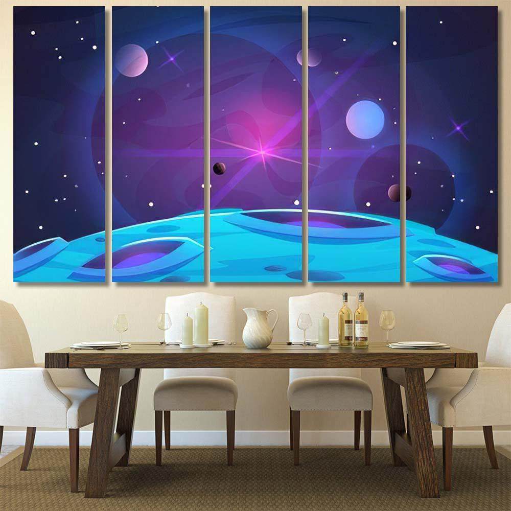 Space Planet Background Planets Surface Craters 1 Galaxy Sky and Space Multi Piece Panel Canvas Home Decor Housewarming Gift Ideas Poster Canvas Gallery Prints