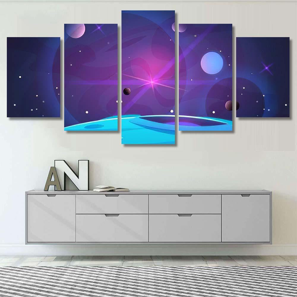 Space Planet Background Planets Surface Craters 1 Galaxy Sky and Space Multi Piece Panel Canvas Home Decor Housewarming Gift Ideas Poster Canvas Gallery Prints