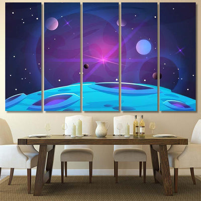 Space Planet Background Planets Surface Craters 1 Galaxy Sky and Space Multi Piece Panel Canvas Home Decor Housewarming Gift Ideas Poster Canvas Gallery Prints