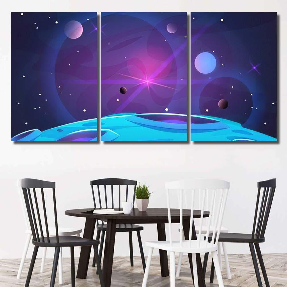 Space Planet Background Planets Surface Craters 1 Galaxy Sky and Space Multi Piece Panel Canvas Home Decor Housewarming Gift Ideas Poster Canvas Gallery Prints