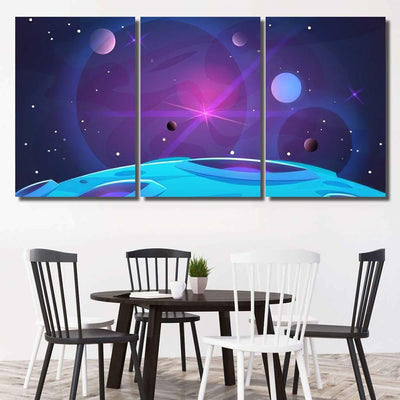 Space Planet Background Planets Surface Craters 1 Galaxy Sky and Space Multi Piece Panel Canvas Home Decor Housewarming Gift Ideas Poster Canvas Gallery Prints
