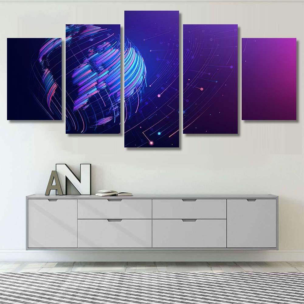 Map Planet World Global Social Network 1 Galaxy Sky and Space Multi Piece Panel Canvas Home Decor Housewarming Gift Ideas Poster Canvas Gallery Prints