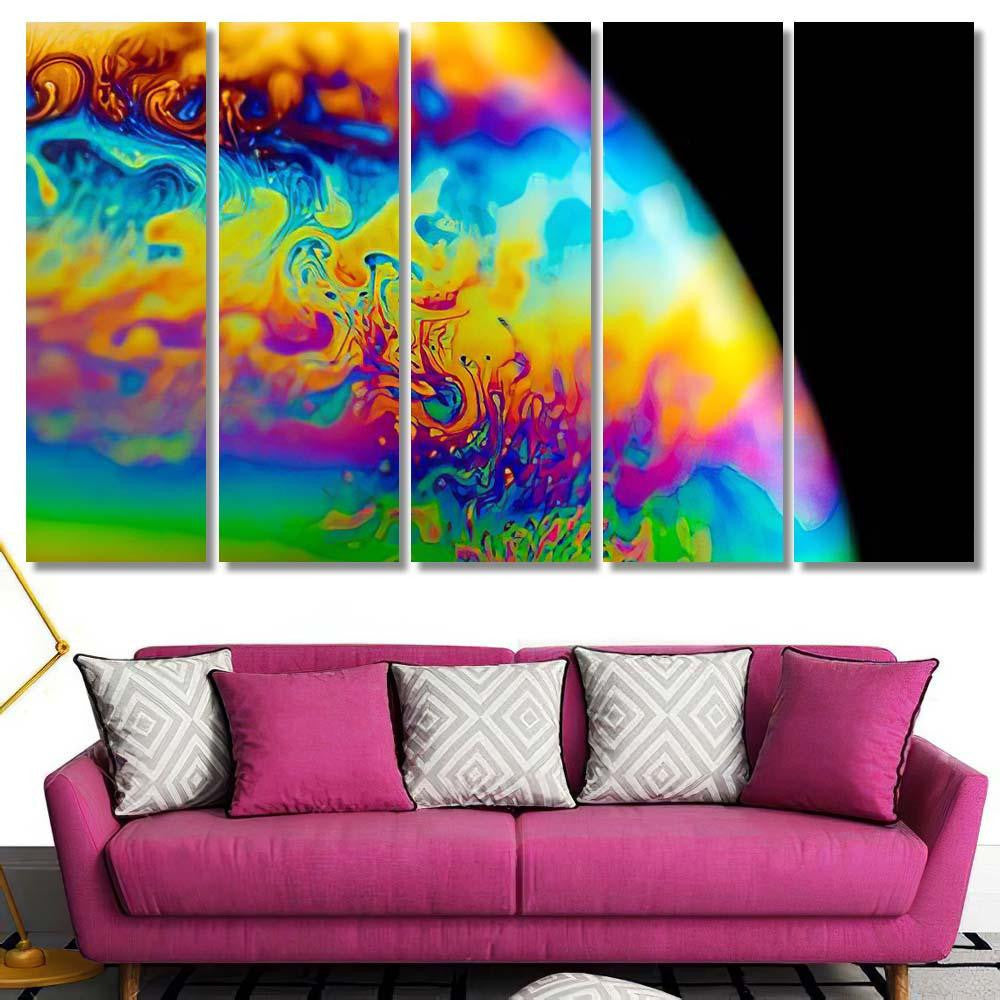 Psychedelic Abstract Planet Soap Bubble Light 19 Galaxy Sky and Space Multi Piece Panel Canvas Home Decor Housewarming Gift Ideas Poster Canvas Gallery Prints