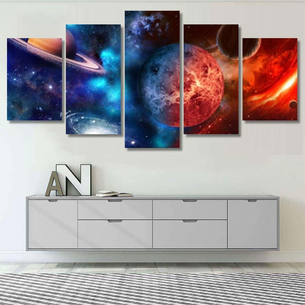 Space Scene Planets Stars Galaxies Panoram A2 Galaxy Sky and Space Multi Piece Panel Canvas Home Decor Housewarming Gift Ideas Poster Canvas Gallery Prints