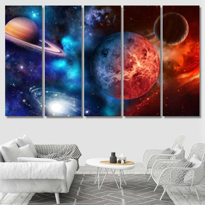 Space Scene Planets Stars Galaxies Panoram A2 Galaxy Sky and Space Multi Piece Panel Canvas Home Decor Housewarming Gift Ideas Poster Canvas Gallery Prints