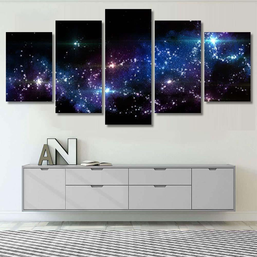 Panorama Star Clusters Planet Against Background Galaxy Sky and Space Multi Piece Panel Canvas Home Decor Housewarming Gift Ideas Poster Canvas Gallery Prints