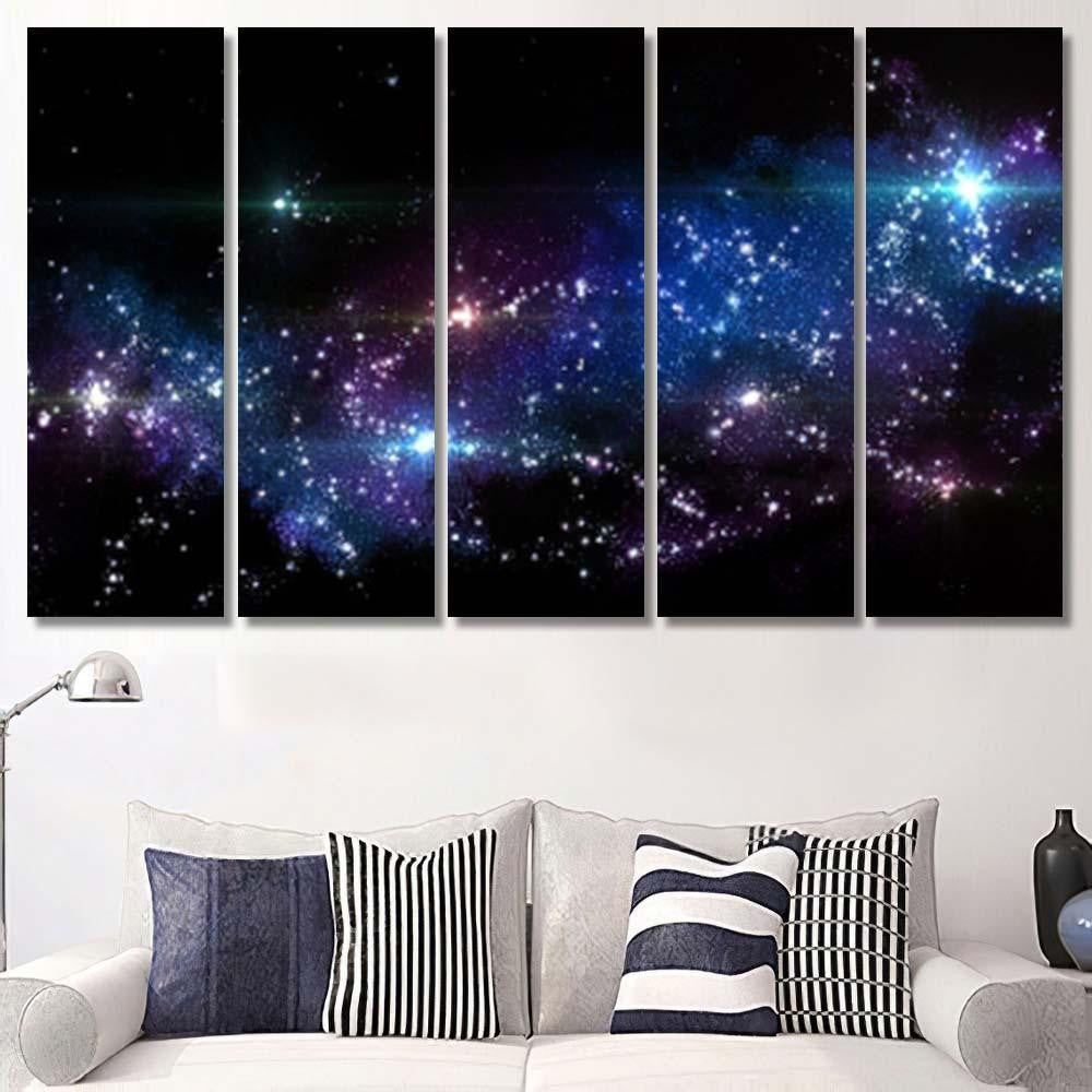 Panorama Star Clusters Planet Against Background Galaxy Sky and Space Multi Piece Panel Canvas Home Decor Housewarming Gift Ideas Poster Canvas Gallery Prints