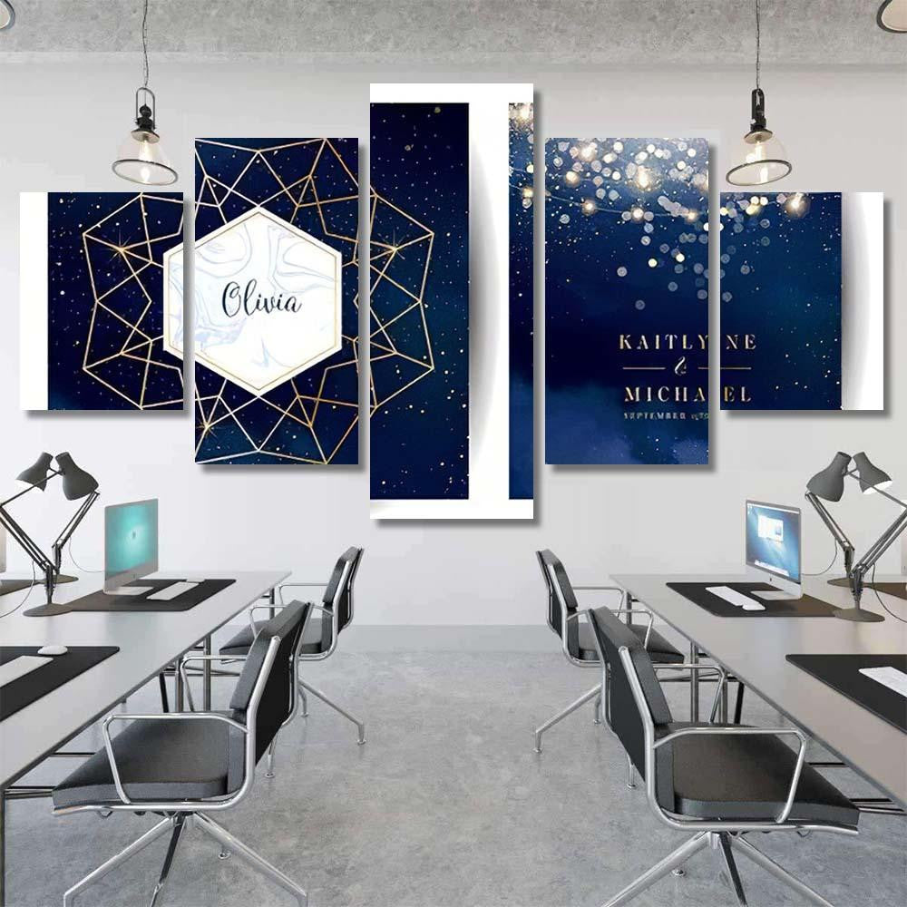 Magic Night Dark Blue Cards Sparkling Galaxy Sky and Space Multi Piece Panel Canvas Home Decor Housewarming Gift Ideas Poster Canvas Gallery Prints
