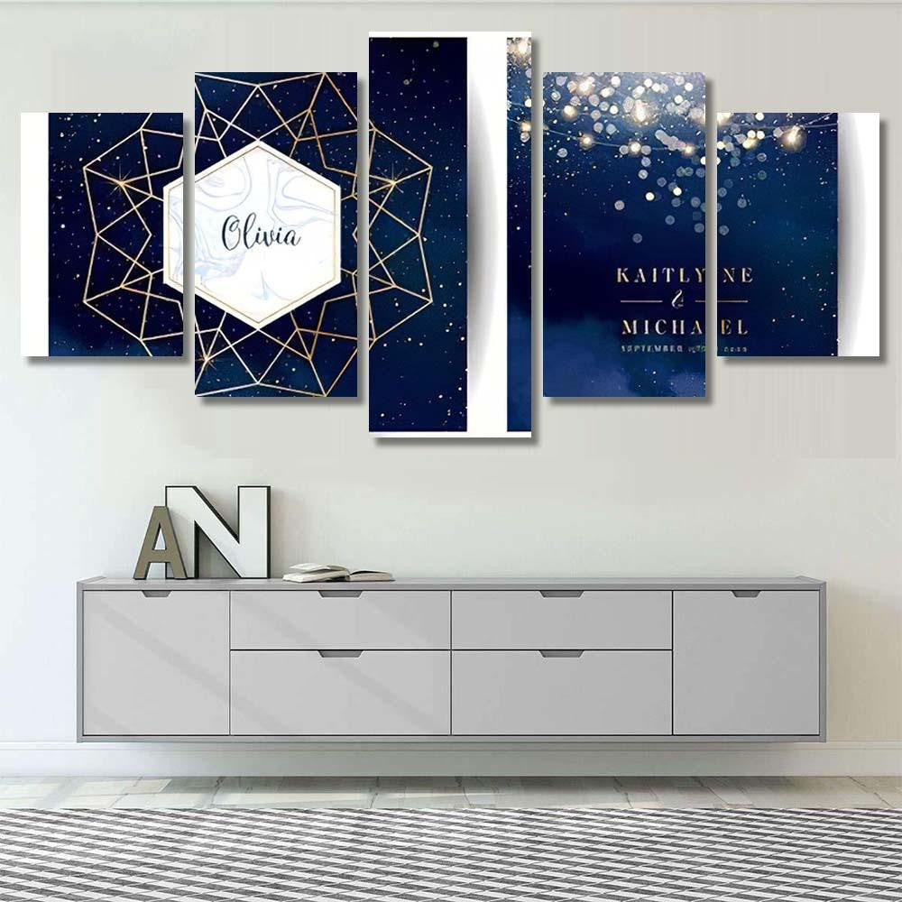 Magic Night Dark Blue Cards Sparkling Galaxy Sky and Space Multi Piece Panel Canvas Home Decor Housewarming Gift Ideas Poster Canvas Gallery Prints