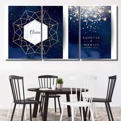 Magic Night Dark Blue Cards Sparkling Galaxy Sky and Space Multi Piece Panel Canvas Home Decor Housewarming Gift Ideas Poster Canvas Gallery Prints