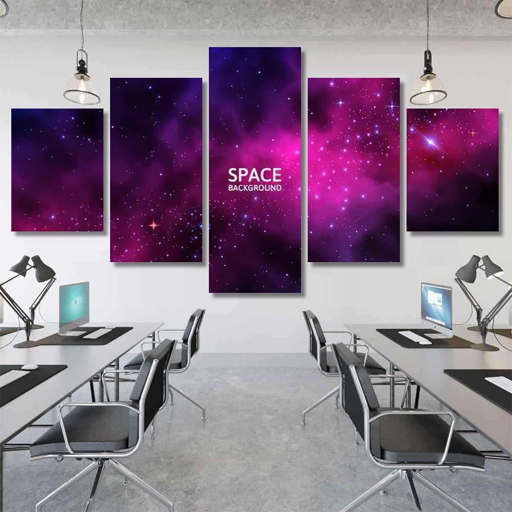 Space Background Colorful Galaxy Planet Shining Galaxy Sky and Space Multi Piece Panel Canvas Home Decor Housewarming Gift Ideas Poster Canvas Gallery Prints