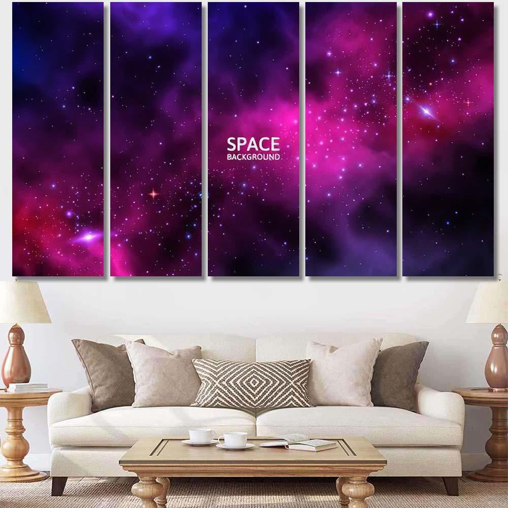 Space Background Colorful Galaxy Planet Shining Galaxy Sky and Space Multi Piece Panel Canvas Home Decor Housewarming Gift Ideas Poster Canvas Gallery Prints