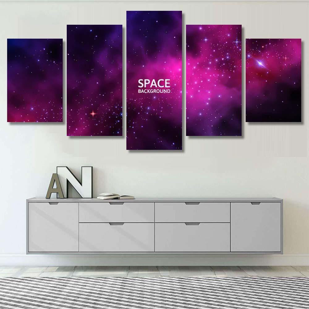 Space Background Colorful Galaxy Planet Shining Galaxy Sky and Space Multi Piece Panel Canvas Home Decor Housewarming Gift Ideas Poster Canvas Gallery Prints