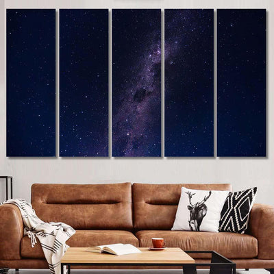 Milky Way Star Trails Hills Mountains Galaxy Sky and Space Multi Piece Panel Canvas Home Decor Housewarming Gift Ideas Poster Canvas Gallery Prints