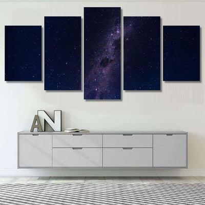 Milky Way Star Trails Hills Mountains Galaxy Sky and Space Multi Piece Panel Canvas Home Decor Housewarming Gift Ideas Poster Canvas Gallery Prints
