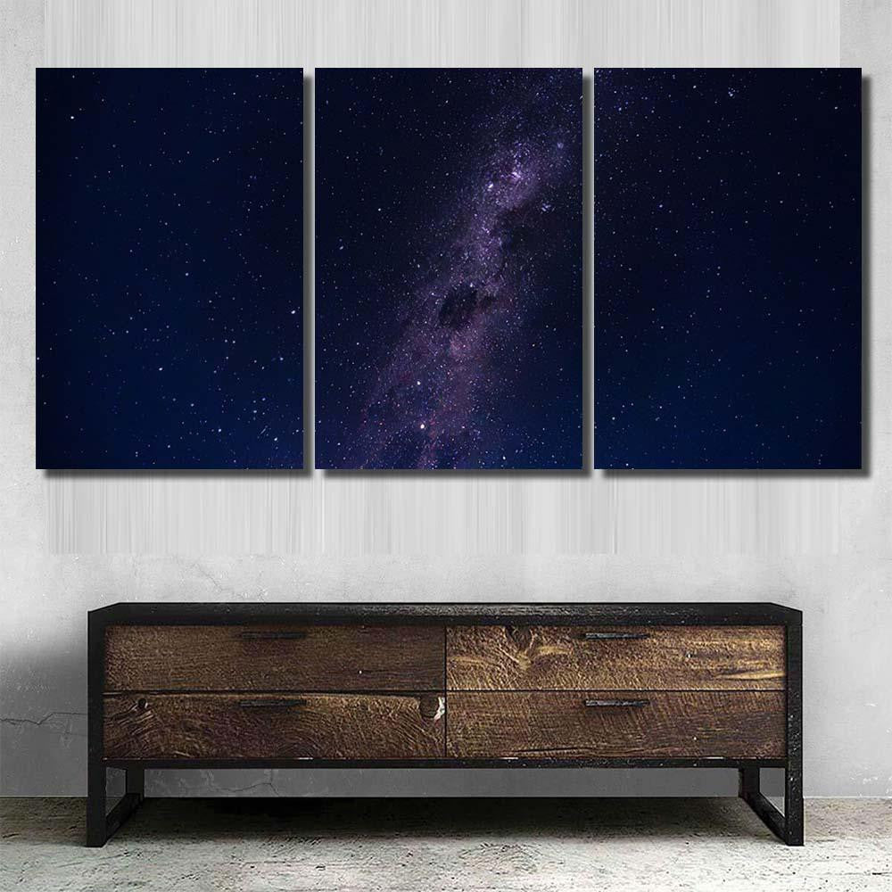 Milky Way Star Trails Hills Mountains Galaxy Sky and Space Multi Piece Panel Canvas Home Decor Housewarming Gift Ideas Poster Canvas Gallery Prints