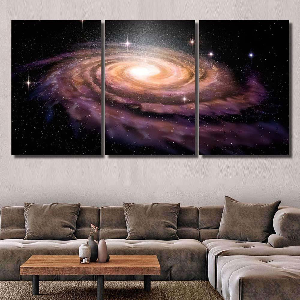 Spiral Galaxy Deep Spcae 3D Illustration 2 Galaxy Sky and Space Multi Piece Panel Canvas Home Decor Housewarming Gift Ideas Poster Canvas Gallery Prints