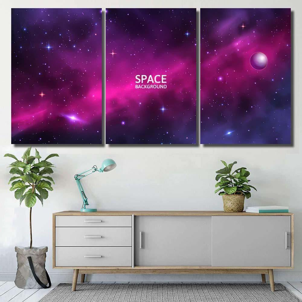Space Background Shining Stars Stardust Nebula Galaxy Sky and Space Multi Piece Panel Canvas Home Decor Housewarming Gift Ideas Poster Canvas Gallery Prints