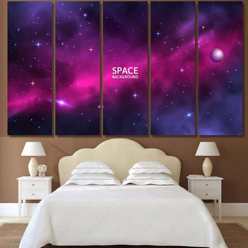 Space Background Shining Stars Stardust Nebula Galaxy Sky and Space Multi Piece Panel Canvas Home Decor Housewarming Gift Ideas Poster Canvas Gallery Prints