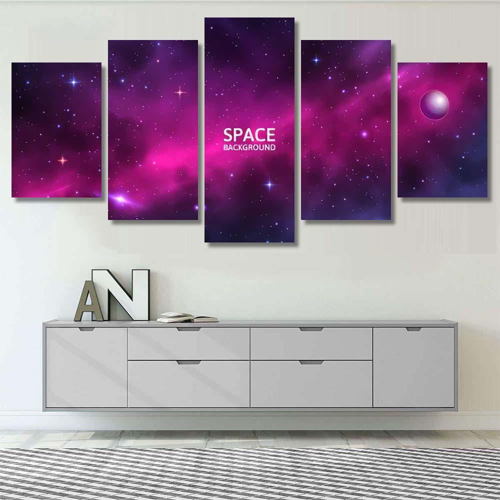 Space Background Shining Stars Stardust Nebula Galaxy Sky and Space Multi Piece Panel Canvas Home Decor Housewarming Gift Ideas Poster Canvas Gallery Prints