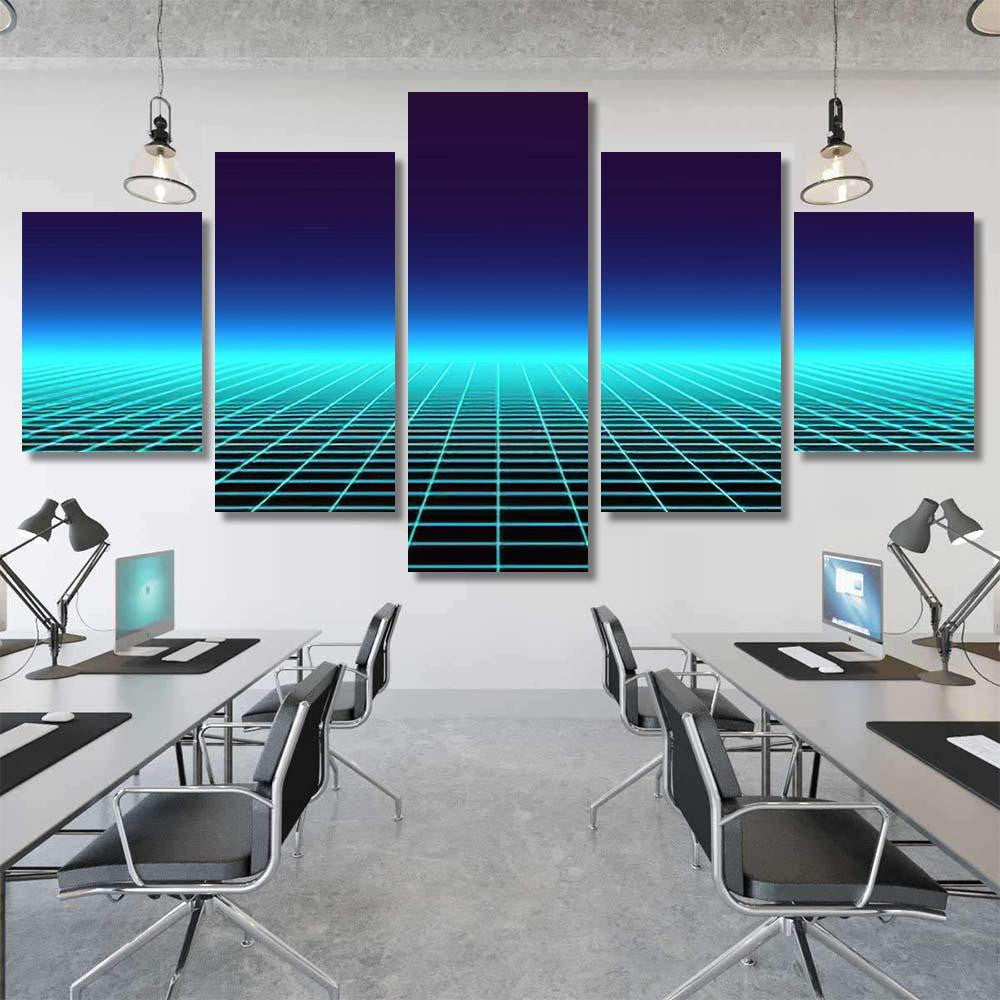 Retro Background Futuristic Landscape 1980S Style 4 Galaxy Sky and Space Multi Piece Panel Canvas Home Decor Housewarming Gift Ideas Poster Canvas Gallery Prints