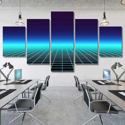Retro Background Futuristic Landscape 1980S Style 4 Galaxy Sky and Space Multi Piece Panel Canvas Home Decor Housewarming Gift Ideas Poster Canvas Gallery Prints