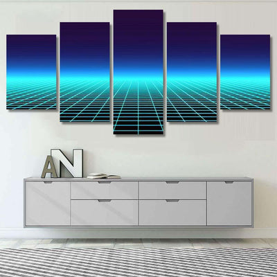 Retro Background Futuristic Landscape 1980S Style 4 Galaxy Sky and Space Multi Piece Panel Canvas Home Decor Housewarming Gift Ideas Poster Canvas Gallery Prints
