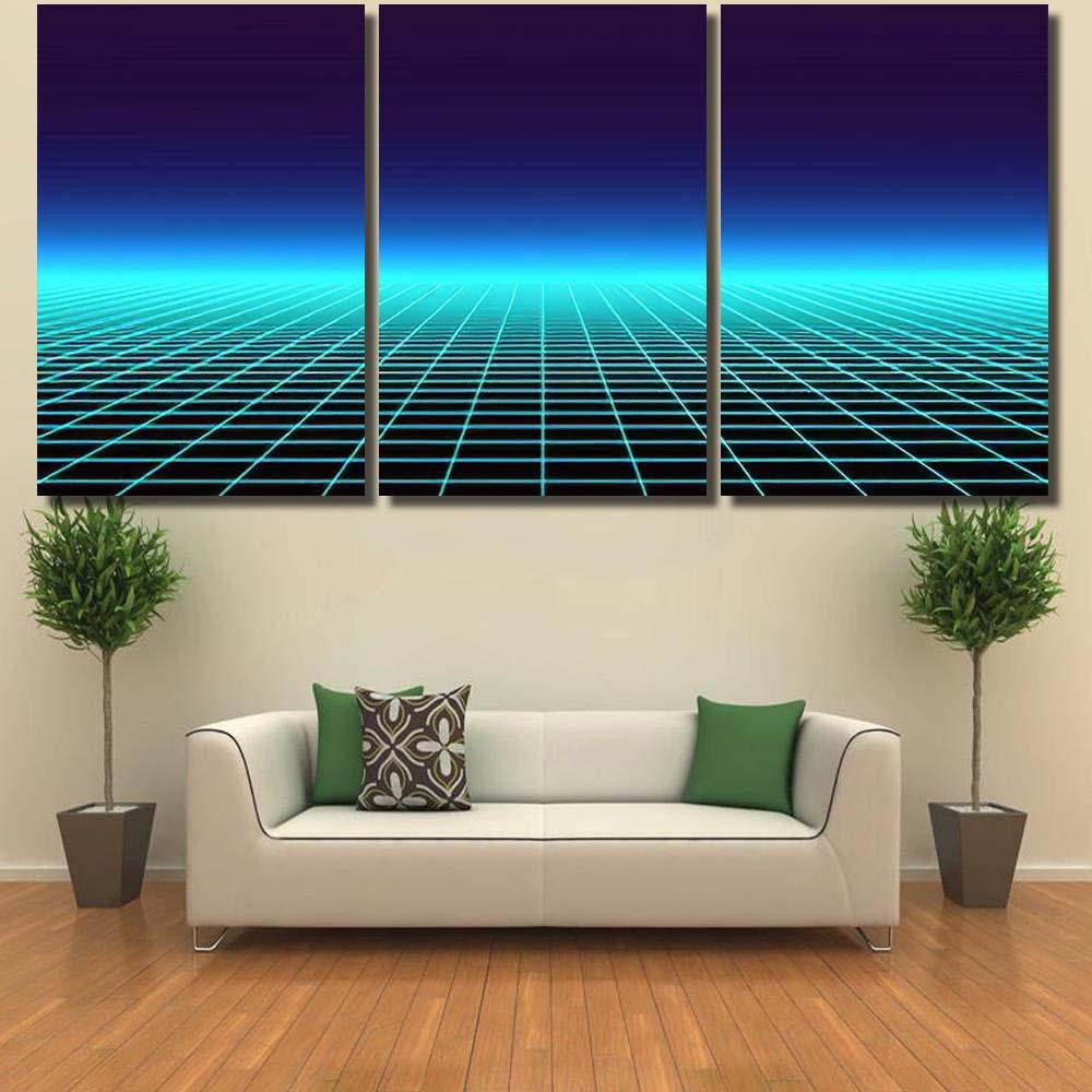 Retro Background Futuristic Landscape 1980S Style 4 Galaxy Sky and Space Multi Piece Panel Canvas Home Decor Housewarming Gift Ideas Poster Canvas Gallery Prints