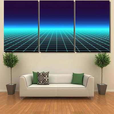 Retro Background Futuristic Landscape 1980S Style 4 Galaxy Sky and Space Multi Piece Panel Canvas Home Decor Housewarming Gift Ideas Poster Canvas Gallery Prints