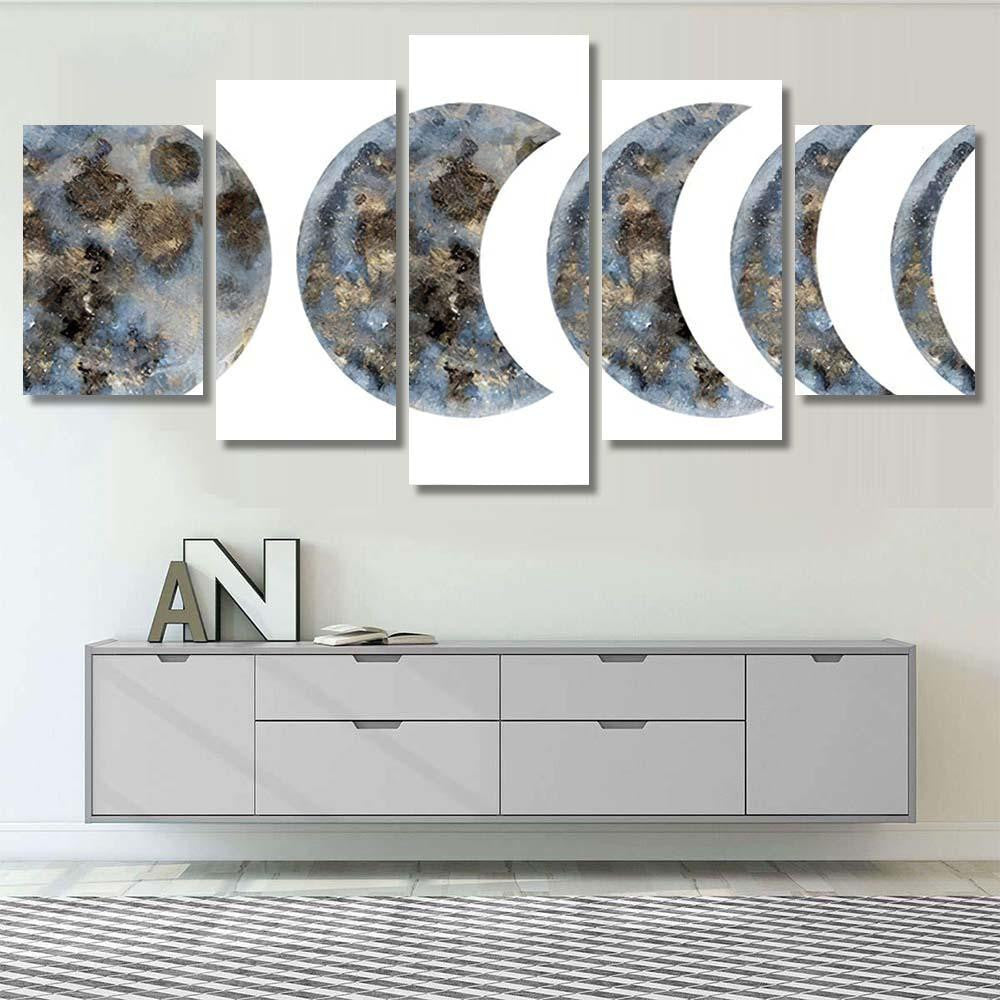 Moon Watercolor Illustration Galaxy Sky and Space Multi Piece Panel Canvas Home Decor Housewarming Gift Ideas Poster Canvas Gallery Prints
