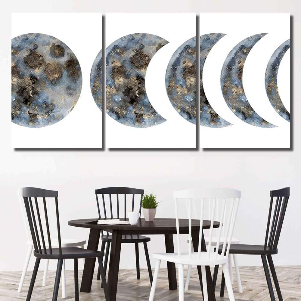 Moon Watercolor Illustration Galaxy Sky and Space Multi Piece Panel Canvas Home Decor Housewarming Gift Ideas Poster Canvas Gallery Prints