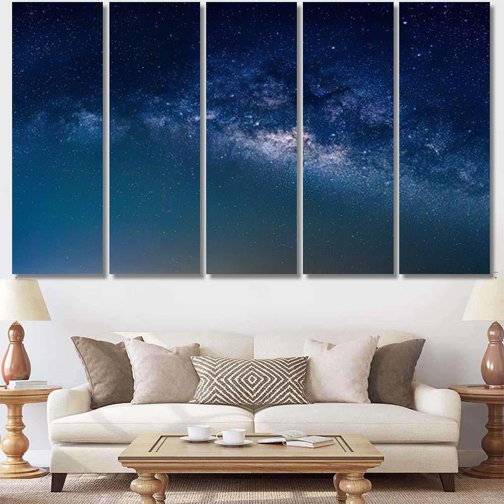 Landscape Milky Way Galaxy Night Sky 2 Galaxy Sky and Space Multi Piece Panel Canvas Home Decor Housewarming Gift Ideas Poster Canvas Gallery Prints
