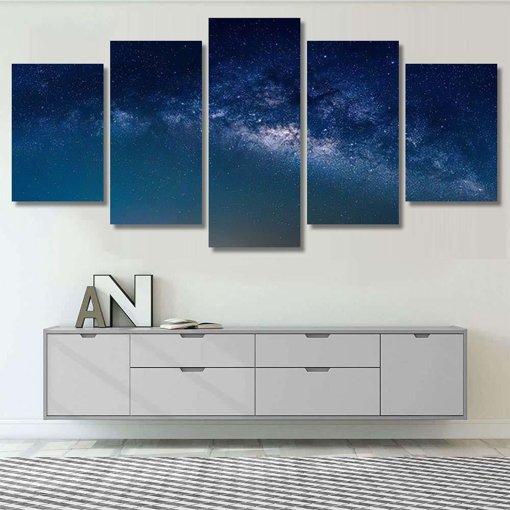 Landscape Milky Way Galaxy Night Sky 2 Galaxy Sky and Space Multi Piece Panel Canvas Home Decor Housewarming Gift Ideas Poster Canvas Gallery Prints