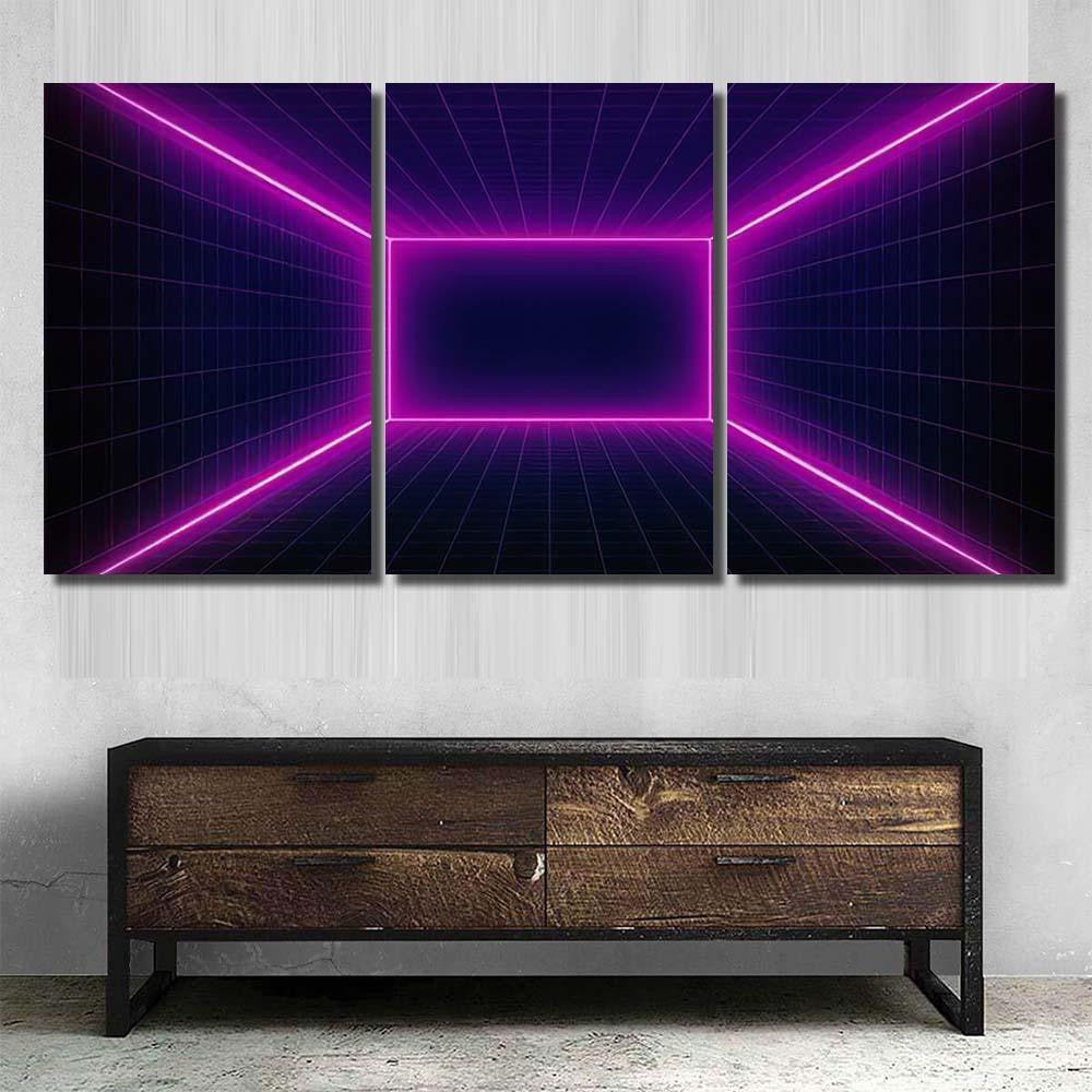 Retro Scifi Background Futuristic Landscape 80S 3 Galaxy Sky and Space Multi Piece Panel Canvas Home Decor Housewarming Gift Ideas Poster Canvas Gallery Prints