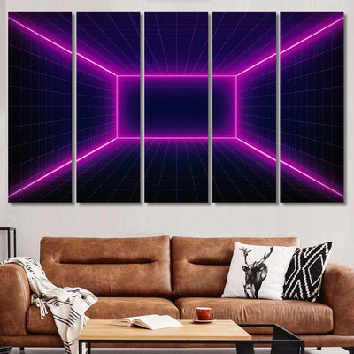 Retro Scifi Background Futuristic Landscape 80S 3 Galaxy Sky and Space Multi Piece Panel Canvas Home Decor Housewarming Gift Ideas Poster Canvas Gallery Prints