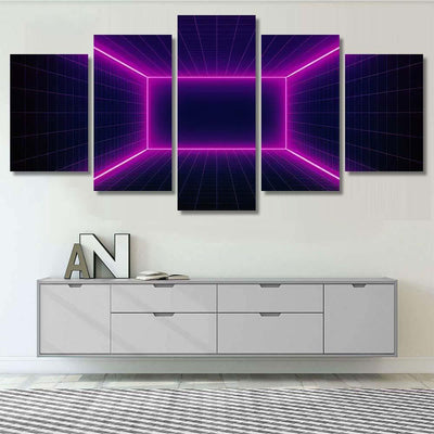 Retro Scifi Background Futuristic Landscape 80S 3 Galaxy Sky and Space Multi Piece Panel Canvas Home Decor Housewarming Gift Ideas Poster Canvas Gallery Prints