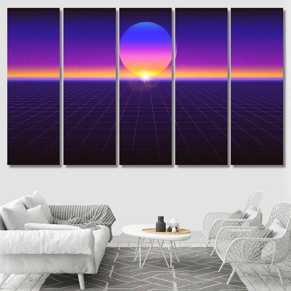 Sci Fi Futuristic Abstract Background Violet Galaxy Sky and Space Multi Piece Panel Canvas Home Decor Housewarming Gift Ideas Poster Canvas Gallery Prints