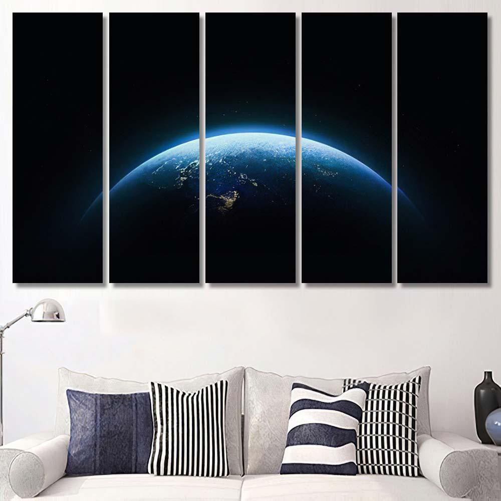 Nightly Earth Outer Space Abstract Wallpaper 2 Galaxy Sky and Space Multi Piece Panel Canvas Home Decor Housewarming Gift Ideas Poster Canvas Gallery Prints
