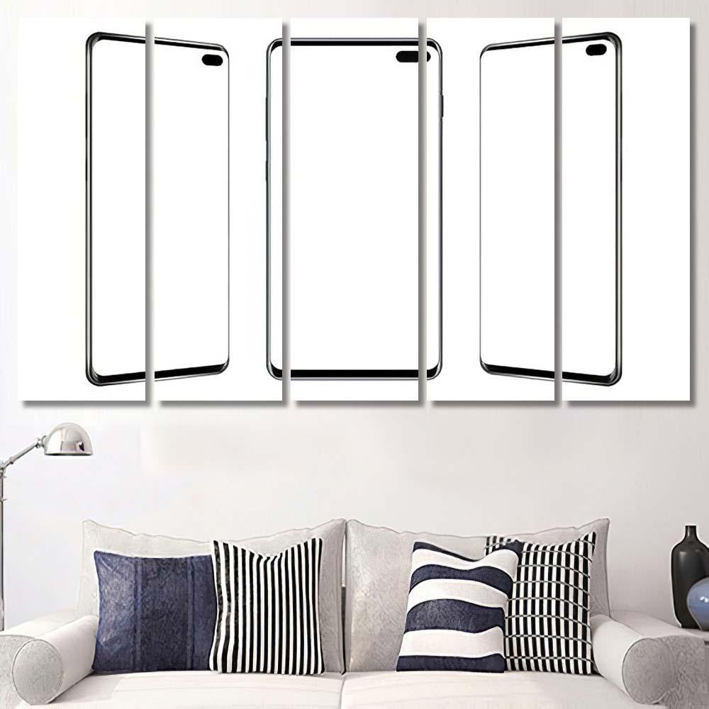 Set Modern Frameless Mobile Phones Mockups Galaxy Sky and Space Multi Piece Panel Canvas Home Decor Housewarming Gift Ideas Poster Canvas Gallery Prints