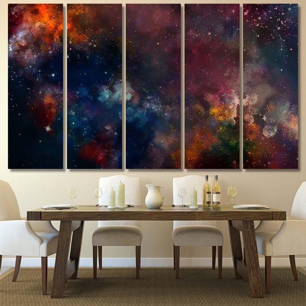 Star Field Galaxy Space Nebula Abstract 5 Galaxy Sky and Space Multi Piece Panel Canvas Home Decor Housewarming Gift Ideas Poster Canvas Gallery Prints