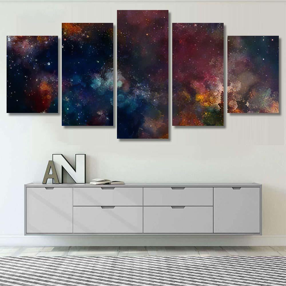 Star Field Galaxy Space Nebula Abstract 5 Galaxy Sky and Space Multi Piece Panel Canvas Home Decor Housewarming Gift Ideas Poster Canvas Gallery Prints