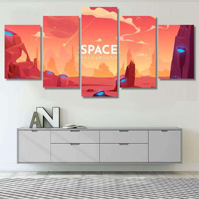 Space Background Alien Fantasy Landscape Rocks 1 Galaxy Sky and Space Multi Piece Panel Canvas Home Decor Housewarming Gift Ideas Poster Canvas Gallery Prints