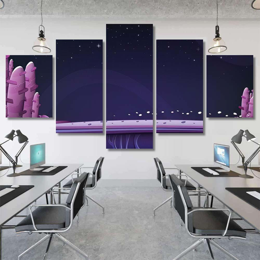 Space Background Game Design Vector Illustration Galaxy Sky and Space Multi Piece Panel Canvas Home Decor Housewarming Gift Ideas Poster Canvas Gallery Prints